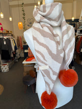 Load image into Gallery viewer, Zebra Pom Scarf
