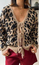 Load image into Gallery viewer, Tie Front Cardigan- Leopard
