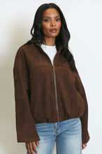 Load image into Gallery viewer, Suedette Bomber Jacket
