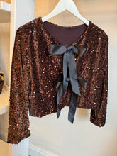 Load image into Gallery viewer, Brown Sequin Bow Top
