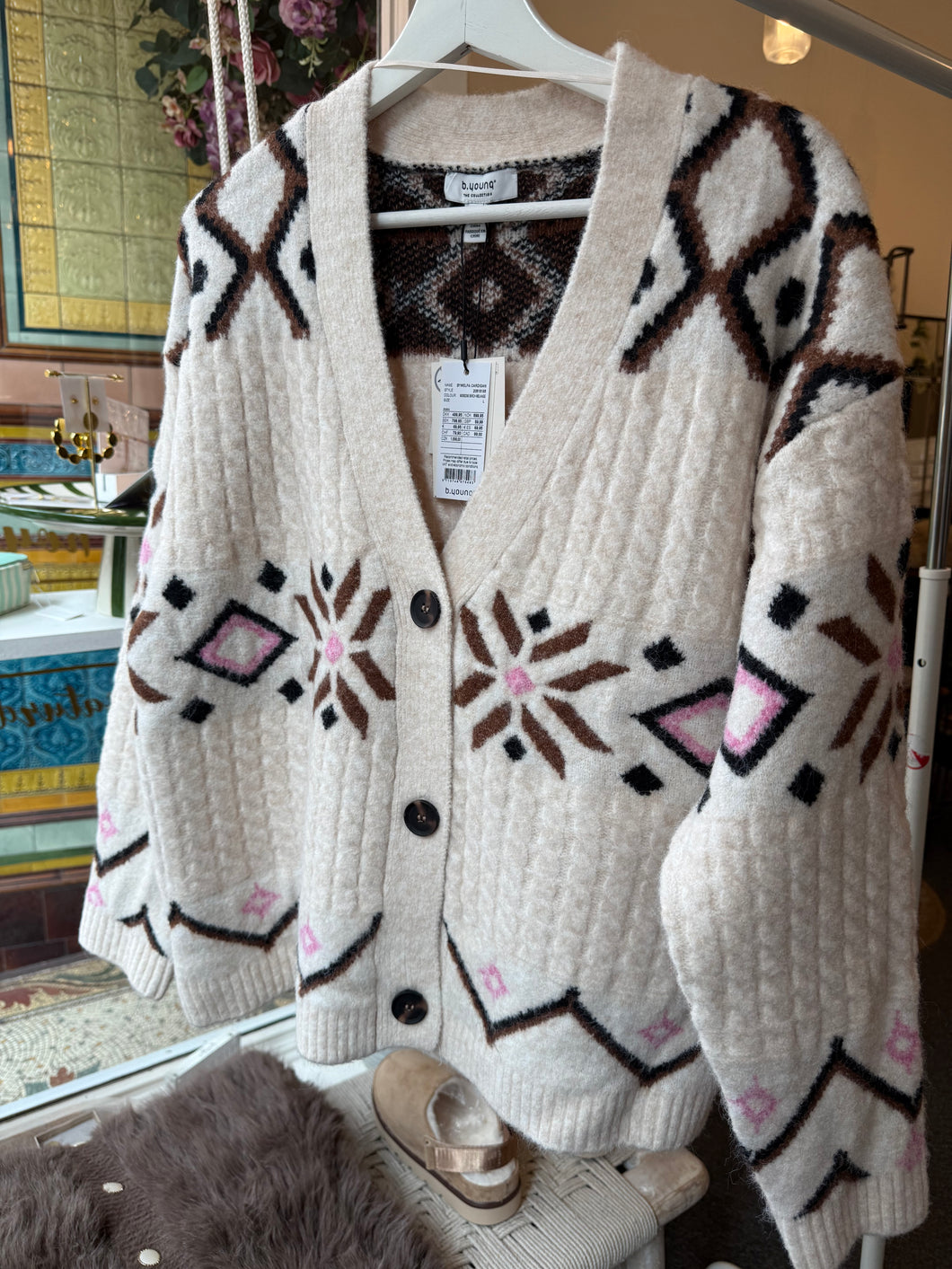 Cream Print Cardigan