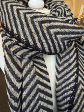 Load image into Gallery viewer, Black &amp; Cream Striped Scarf
