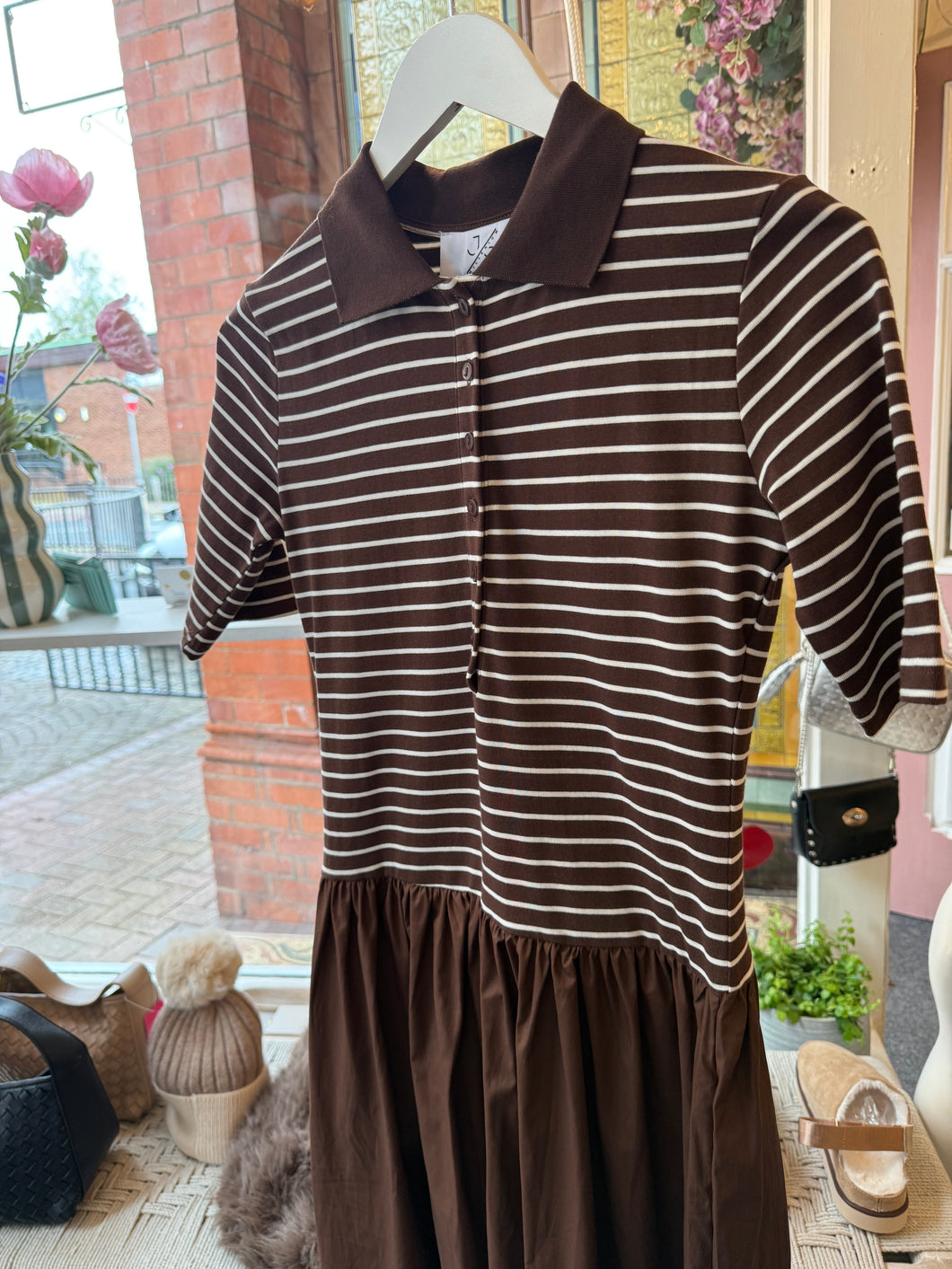 Brown Striped Dress