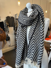 Load image into Gallery viewer, Black &amp; Cream Striped Scarf
