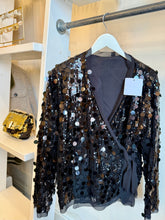 Load image into Gallery viewer, Black Wrap Sequin Top
