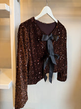 Load image into Gallery viewer, Brown Sequin Bow Top
