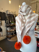 Load image into Gallery viewer, Zebra Pom Scarf
