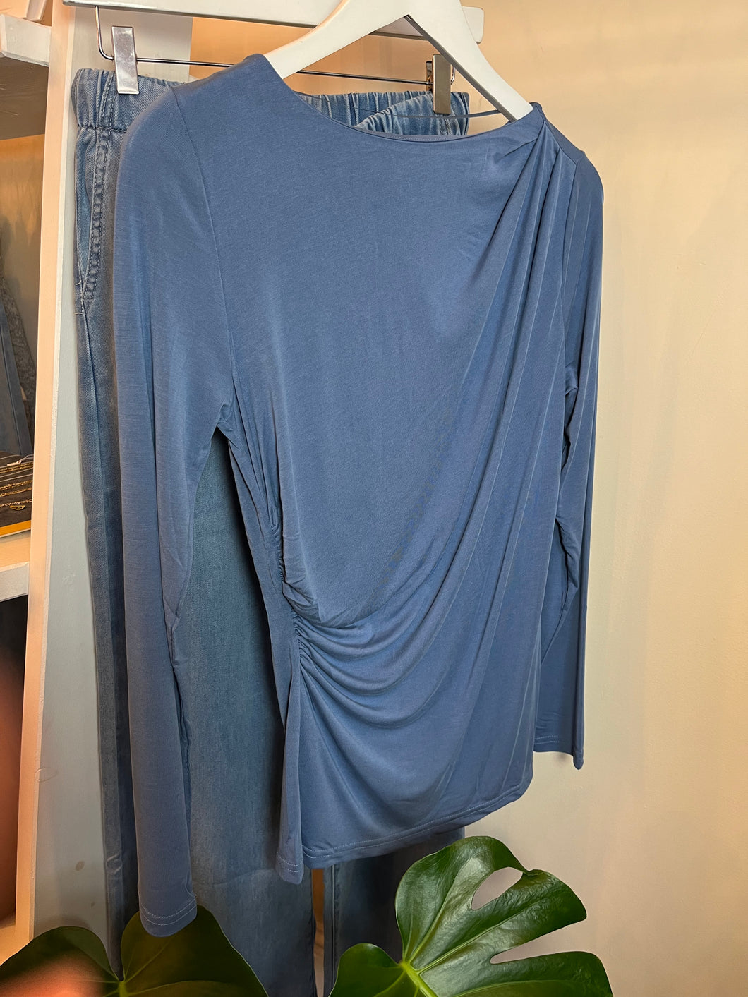 Blue Ruched Style Top