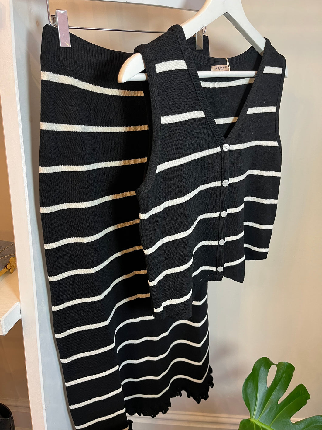 Black & White Stripe Knitted Co-Ord