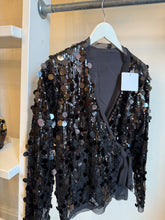 Load image into Gallery viewer, Black Wrap Sequin Top
