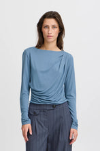 Load image into Gallery viewer, Blue Ruched Style Top
