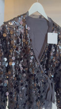 Load and play video in Gallery viewer, Black Wrap Sequin Top
